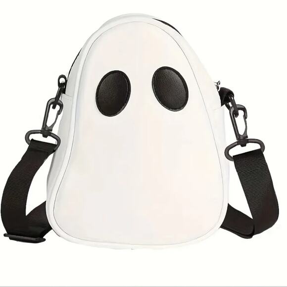 Halloween PU White Leather Ghost Crossbody Bag, Leather Shoulder Bag - Picture 4 of 10